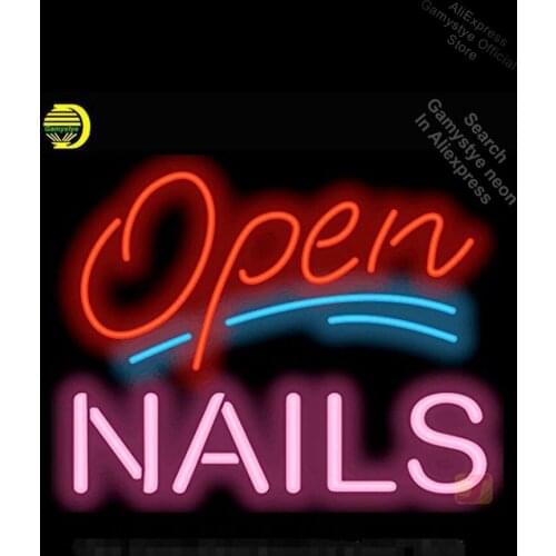 Neon Sign for Open with Nails Neon Tube Sign Commercial Light handcraft Publicidad Lamps neon sign logo Neon Window Lights cubs