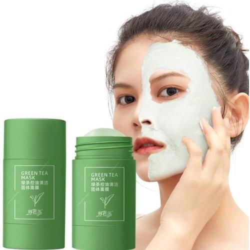 Green Tea Cleansing Mask Purifying Clay Stick Mask Face Care Oil Control Anti-Acne Deep Cleaning Acne Treatment Face mask