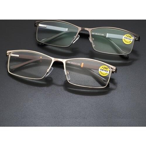 Elbru Full Frame Anti-blue Light Reading Glasses Metal Sheet Business Comfort Presbyopic Glasses +1.0 1.5 2.0 2.5 3.0 3.5 4.0