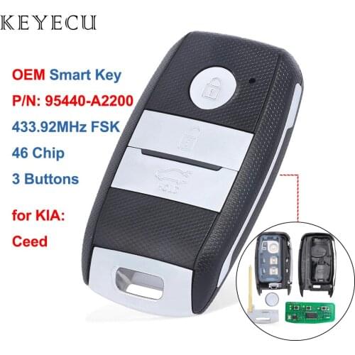 Keyecu OEM Genuine Smart Remote Key Fob 3 Buttons 433.92MHz FSK ID46 Chip for Kia Ceed 2015 2016 2017 2018 P/N: 95440-A2200