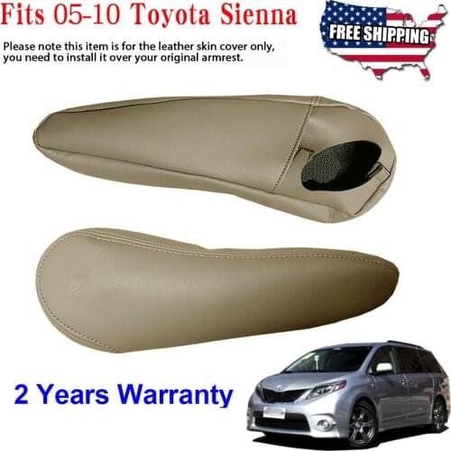 Car Front Seat Side Armrest Cover Stitching PU Leather Surface Shell Trim Fit for 2005-2010 Toyota Sienna