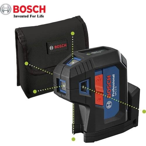 Bosch Professional 5 Point Laser GPL 5 G With Self-Leveling Laser Level GPL5G(green laser, Working range: up to 30 m, Pouch)