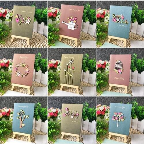 Wood Carving Manual Greeting Card High-Grade Mini Congratulation Cards Creative Applique Blessing Lovely SN329