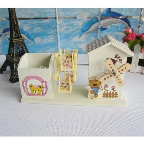 Manual Wooden House Music Pen Container Furnishing Articles Lovers Birthday Present Educational Unisex Infant Playing Type