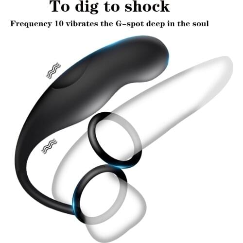 Adult Sex Toys Male Prostate Massage Silicone Anal Vibrator for Men Remote Control Anal Butt Plug Delay Ejaculation Double Rings