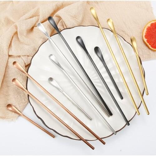 Stainless Steel Gourd Long Handle Mixing Stirring dessert Ice Tea Coffee Spoon Bar Tableware Fashion Design little spoon