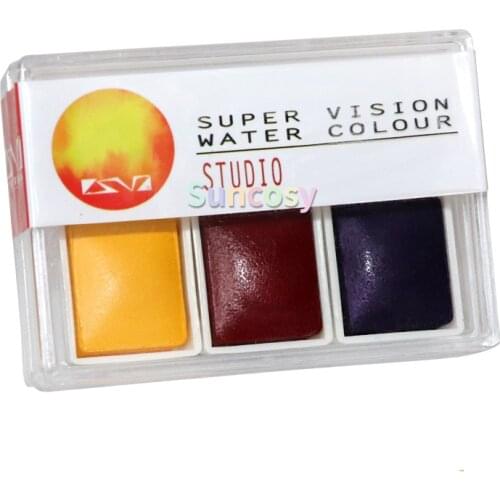Super Vision 3 primary Colors Solid Watercolor Paint Set Professional Watercolour For Painting Drawing Hand-painted Art Supplies