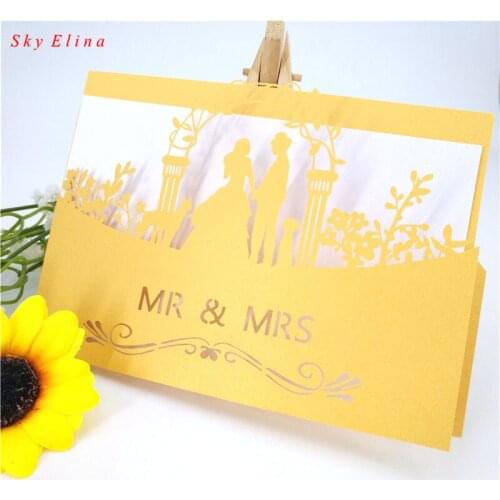 Wedding Invitations Card Luxury Flora Laser Cut Elegant Wedding Envelopes Event Party Wedding Decoration 5Z 1/10/30pcs