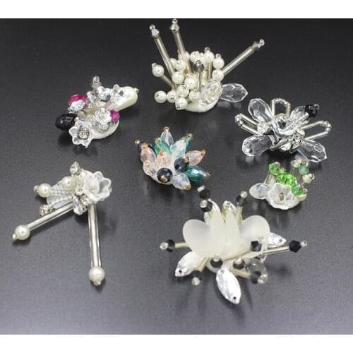 High-grade stereo sequin pipe beaded tube flower cloth black and white clothing sweater socks accessories diy patches