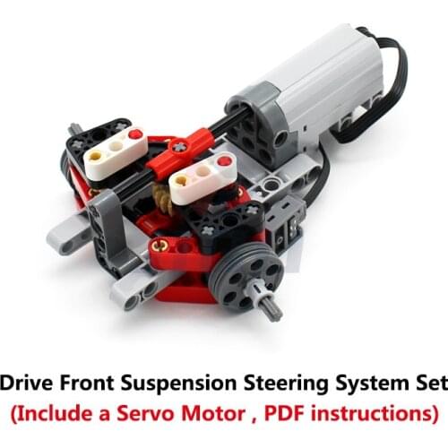 MOC High-Tech Car Drive Front Suspension Steering System Set Compatible Power Functions Servo Motor Building Blocks DIY Toy Gift