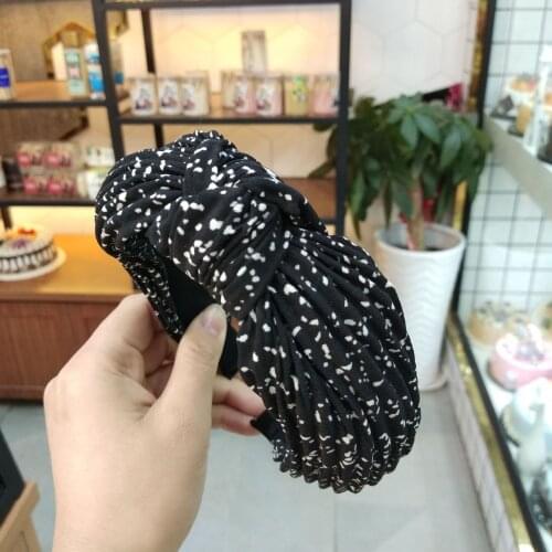 Female Boho pleatedhair bands dot leopard for womens hair accessories knotted bow turban fashion bezel elegant hair ornaments