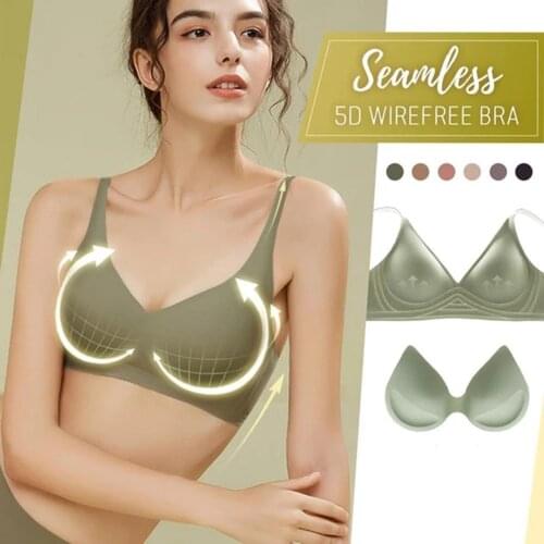 Newly Seamless 5D Wirefree Memory Bra Push up Padded Deep V Bra Underwear for Women DOD886
