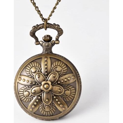 0 Fashion Vintage Women Pocket Watch Alloy Retro Hollow Out Flowers Pendant Clock Chain Watches Lady Gift