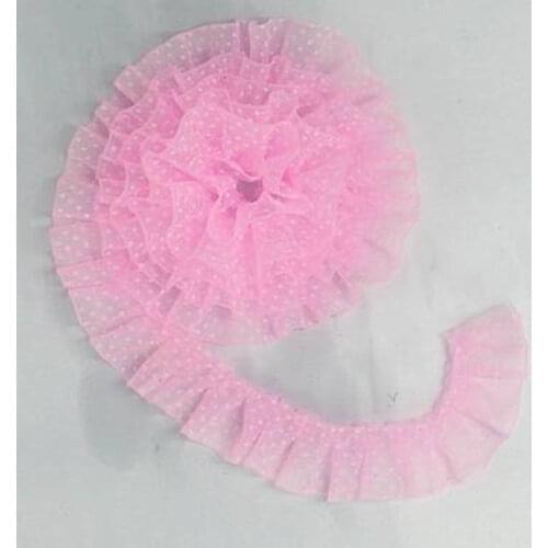 1M Hottest Pleated Tulle Lace Fabric 2.5cm Blue Green Purple Yellow Lace Ribbon Trim DIY Sewing Craft Supplies Guipure Lace