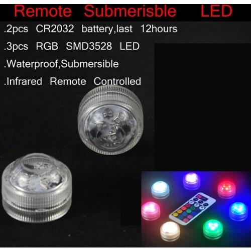 10pcs/lot Waterproof Submersible Led Tea Light Mini Party lamps With remote control For Wedding Halloween Christmas decoration