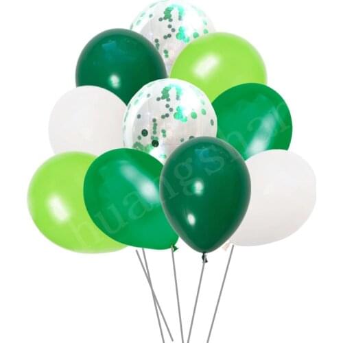 10pcs Mix Latex Balloons Dark Green green confetti light green Balloons For Dinosaur Party Kids Birthday Party Decorations Chri