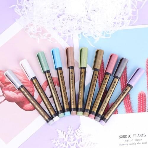 10Color Metallic Paint Marker Pen Permanent Writing Rock Painting Photo Album Scrapbook Glass Wood Canvas Card Art marker