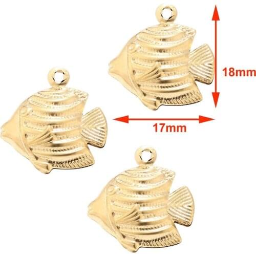 100pcs Stainless Steel Gold Charms Fish Pendants Gold Jewelry Making for Bracelet