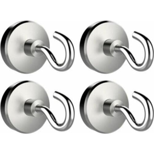 4pcs Strong Magnetic Hooks Heavy Duty Neodymium Surfaces Not Scratch Wall-mounted Hooks Magnet Useful Hanging Tool