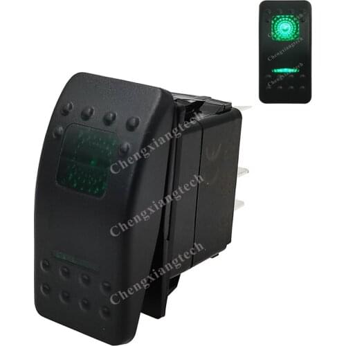 5 Pin On Off Green Led Backlit Printed Rocker Switch for Car Boat Truck 12v 24v SPST Waterproof