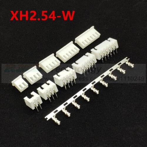 50sets/lot XH2.54-2 - 12W XH2.54 2.54 mm connector,Female housing + Right angle male PIN Header + Terminal, 2.54mm 2 3 - 12 pins