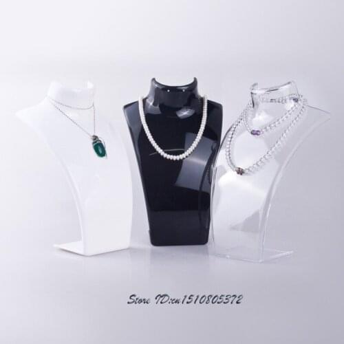Promotion 3pcs/lot Jewelry Display Holder Mannequin Necklace Pendant Earring Display Stand Plastic Jewellry Bust Showcase
