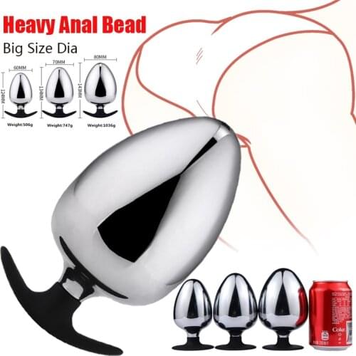 Unisex Anal Backyard Butt Plug Suction Cup Dildo Big Size Metal Ball Prostate Stimulator Heavy Vagina Anus Expansion SM Sex Tool