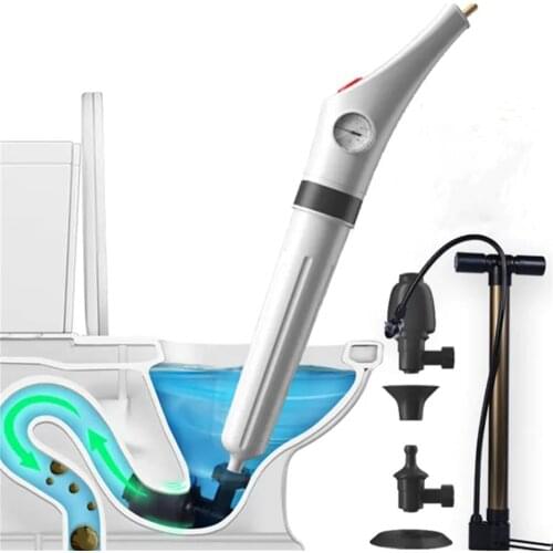 Automatic High Pressure Air Drain Blasters Guns Air Pump Drain Dredge Tool Powerful Toilet Plunger Cleaner With Pump Adapters