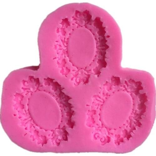 Free Shipping The New Silicone Cake Mold of West Point Fondant Tool Cake Baking Three-hole Lace Vintage Decorative Mirror A475