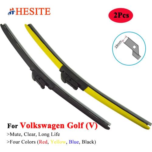 HESITE Colorful Hybrid Windshield Wiper Blades For VW Golf IV V VI Models Red Blue Yellow Black Wipers For Front Window