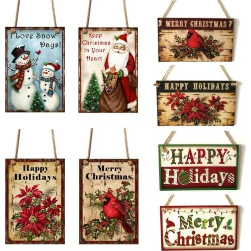 Merry Christmas Tree Decoration New Year Gifts Letter Wooden Pendant Xmas DIY Party Home Door Wall Decor Navidad Natal Ornaments