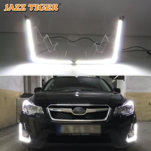 12V Daytime running lights For Subaru XV 2016 2017 flexible Drl with turn signals For cars auto LED Fog lights headlights lamp