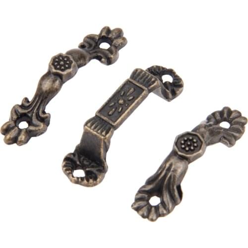 DRELD 10Pcs Antique Furniture Handles Cabinet Knobs and Handles Jewelry Box Pulls Cupboard Kitchen Handle Furniture Fittings