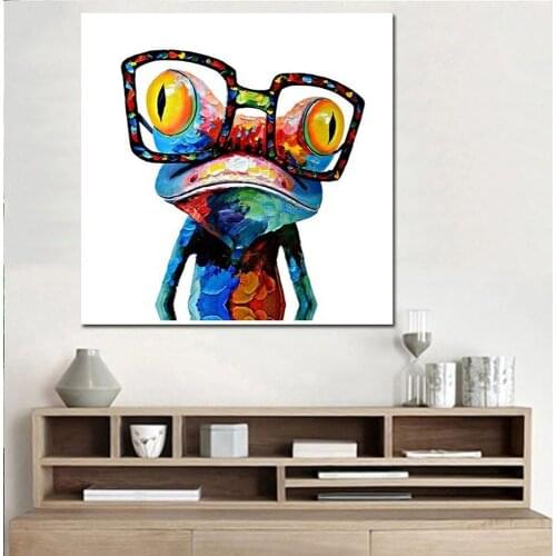 Personality Wearing Glasses Frog Canvas Painting Creative Cartoon Animal Print Poster Children Room Wall Art Picture Home Decor