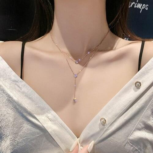 Korean Fashion Double-layer French Necklaces for Women Cold Wind Necklace Niche Temperament Does Not Fade Clavicle Chain Jewelry