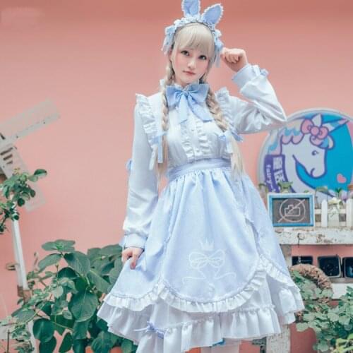 Game Miracle Nikki Cos Cartoon Lolita Cosplay Costume Daily Sweet Princess Dress Japanese Lolita Cos Costume bag wig shoes