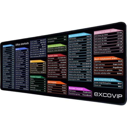 MRG EXCO Gaming Mouse Pad Gamer Keyboard Shortcuts Mousepad Large Mouse Mat Carpet Computer Laptop Game Office Desk Pad 30x80cm