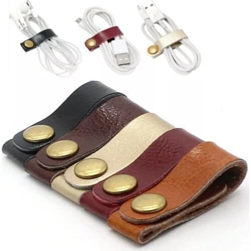 Leather cable organizer earphone cable ties 90mm*12mm 10pcs