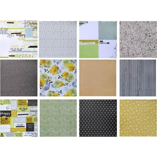 6'' 12pcs Happy/Flower/notebook background Square Craft Paper designer Perfect for card making scrapbooking Rustic papers
