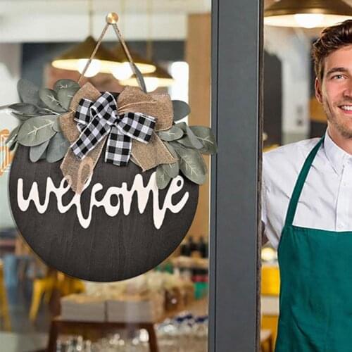 Lightweight Eco-friendly Wooden Home Sweet Door Sign Display Welcome Sign Round for Cafes