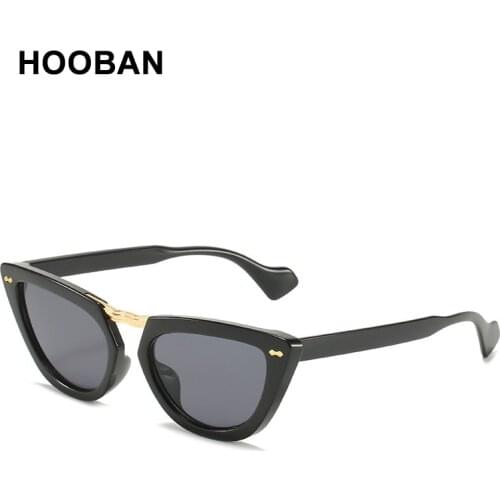 HOOBAN Fashion Cat Eye Sunglasses Women Men Classic Transparent Frame Sun Glasses For Ladies Luxury Gradient Driving Eyewear
