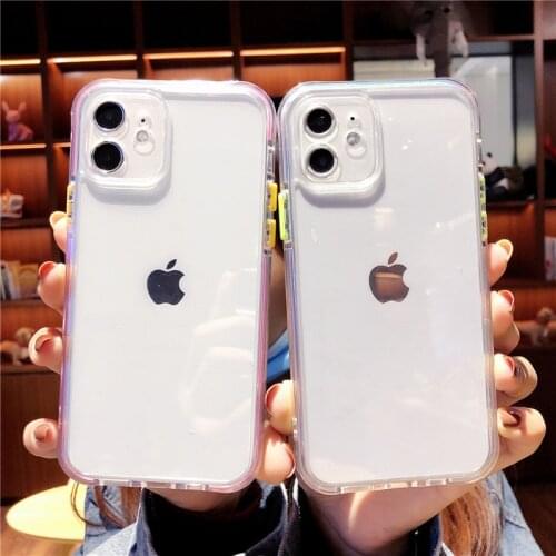 Fashion colorful Transparent Frame Phone Case For iPhone 12 11Pro X XR XS Max MINI 8 7 6S SE Plus Soft TPU Protection Back Cover