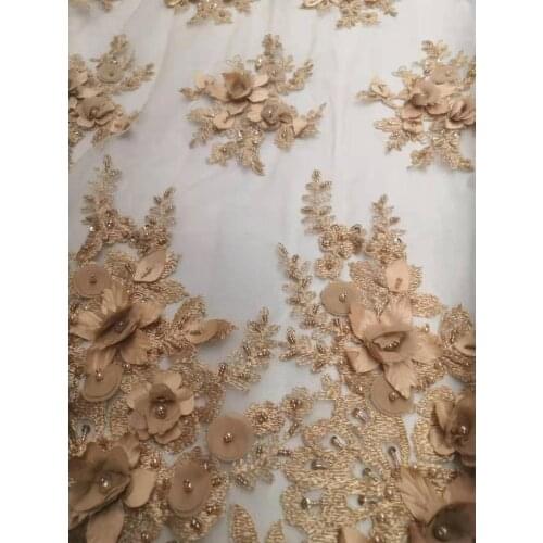 Fashionable tulle embroidery french net lace fabric J-11139 with beads for party dress