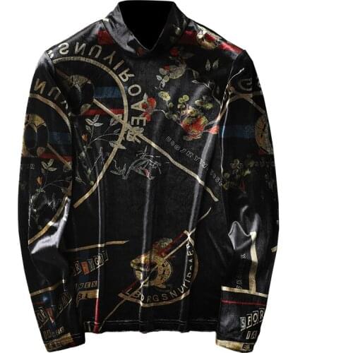 2021 Turtleneck T-shirt for Men Autumn Velvet Long Sleeve Streetwear Casual Tees Tops Korean Style Bottoming Shirt Male Clothing