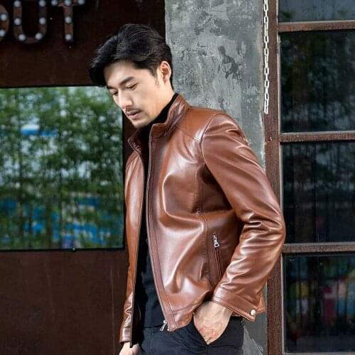 New 2021 Youpin BEVERRY Sheepskin Leather Classic Slim Leather Jacket 100% First Layer Sheepskin Windproof Warm w Cotton Clip