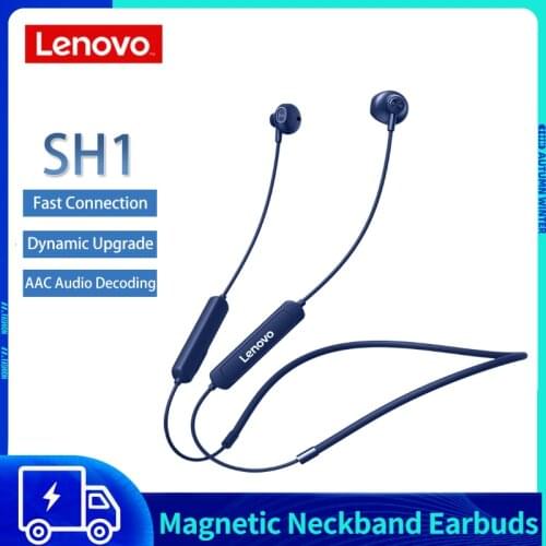 Original Lenovo SH1 Wireless Earphone Bluetooth 5.0 Headset IPX5 Waterproof Magnetic Neckband Earbuds Sport Headphones With Mic