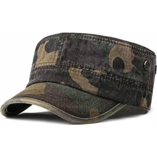 QPALCR Military Hat Men Classic Camouflage Military Caps Army Cadet Hats Casual Cotton Adjustable Baseball Cap Flat Top Hat