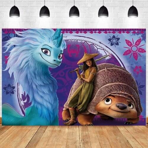 Raya and Last Dragon Photo Backdrop Baby Shower Happy Birthday Party Boy Girls Photograph Background Banner Decoration