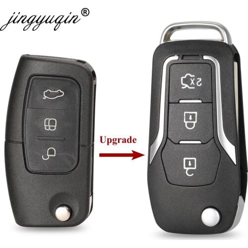 Jingyuqin 3 Button Modified Flip Folding Remote Car Key Shell Case for Ford Focus 2 3 Mondeo Fiesta Control key Fob Case