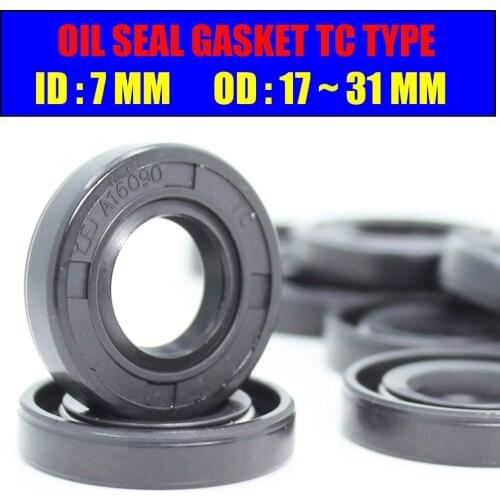 ID 7mm Oil Seal Gasket TC Type Inner 7*17/18/19/20/22/31 mm 10Pcs NBR Skeleton Seals Nitrile Covered Double Lip With Garter